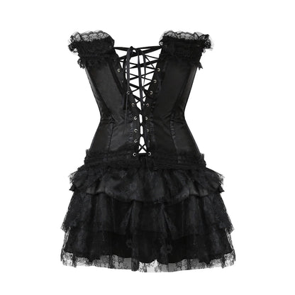 Funki Findz | Dresses | Women's Gothic Satin Lace Corset Dress