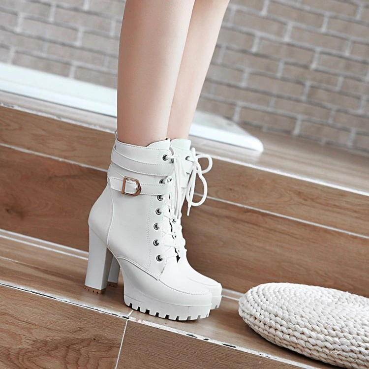 Funki Findz | Boots | Women's Block Heel Buckle Strap Ankle Boots