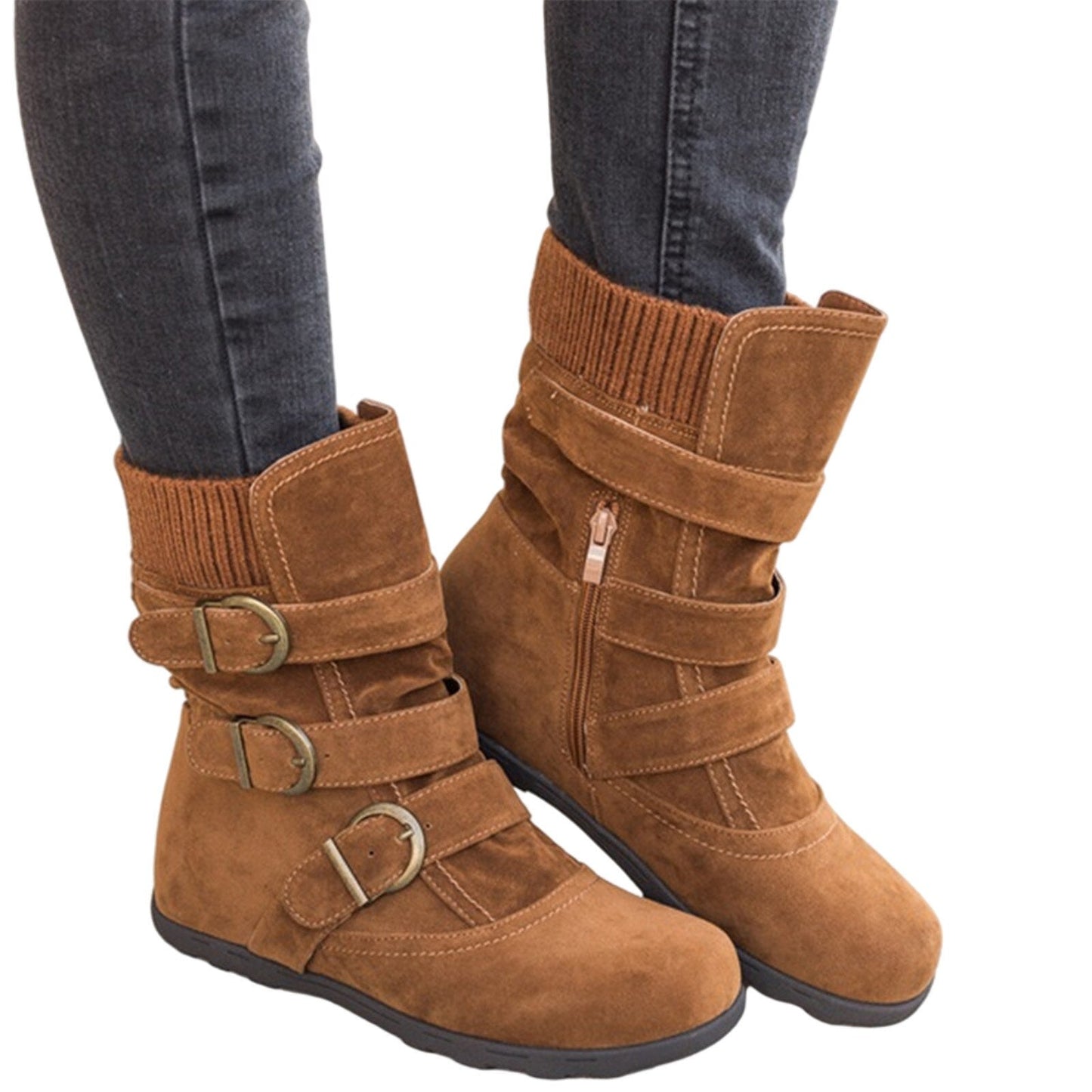 Funki Findz | Boots | Women's Buckled Suede Snow Ankle Boots