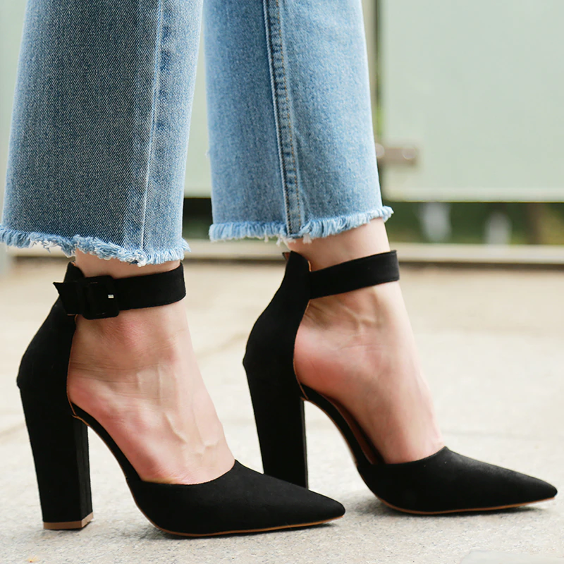 Funki Findz | Shoes | Women's High Block Heel Flock Party Shoe