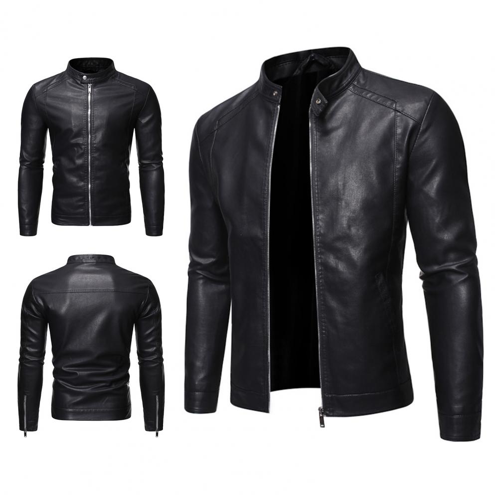 Funki Findz | Jackets | Men's Faux Leather Stand Collar Jacket