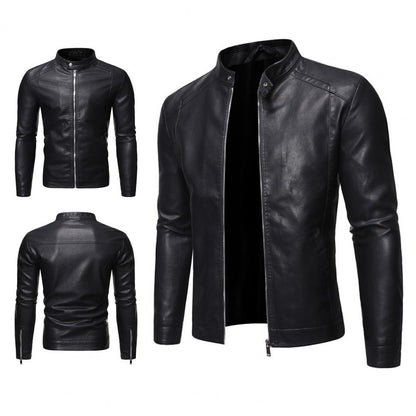 Funki Findz | Jackets | Men's Faux Leather Stand Collar Jacket