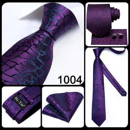 Funki Findz | Neckties | Men's Purple Silk Wedding 3Pcs Tie Set