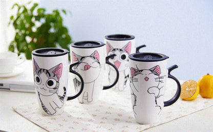 Funki Findz | Mugs | Large Ceramics Cat Mug | Spoon Lid | 20oz