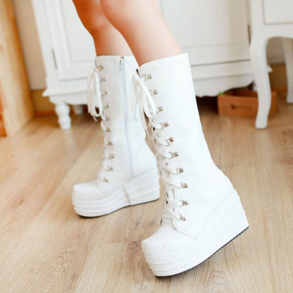 Funki Findz | Boots | Women's High Platform Gothic Wedge Boot