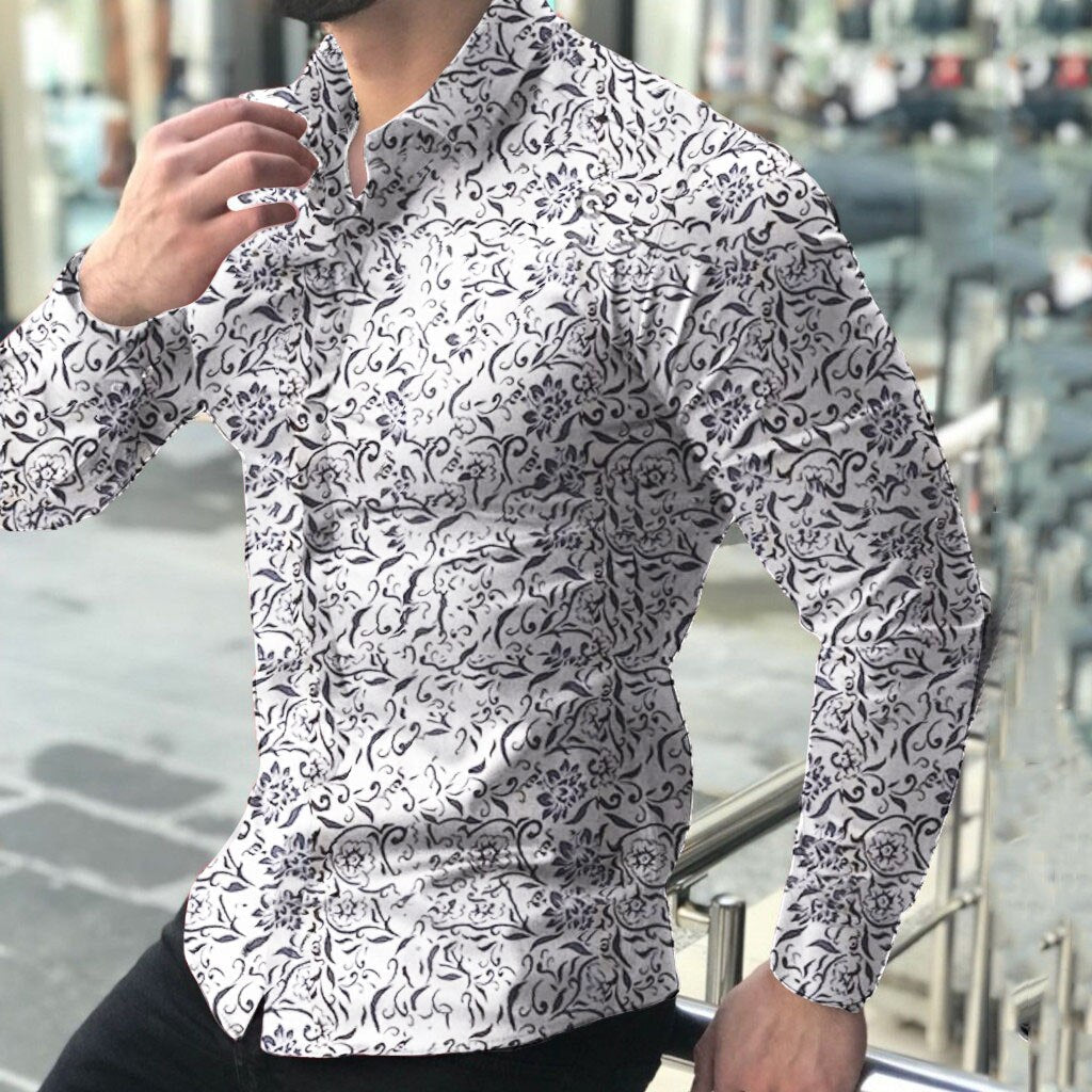 Funki Findz | Shirts | Men's Long Sleeve SlimFit Floral Dress Shirt