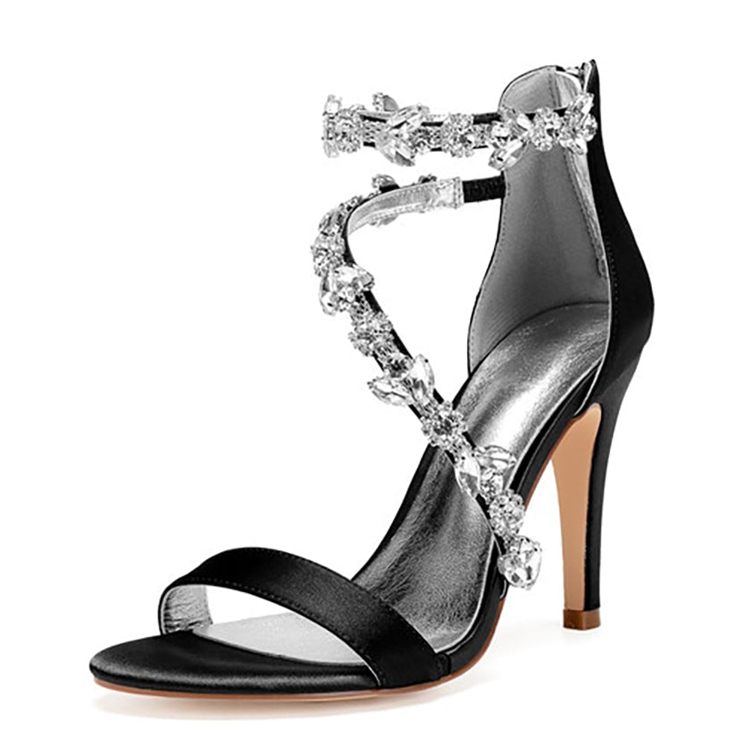 Funki Findz | Shoes | Women's Elegant Satin Crystal High Stiletto