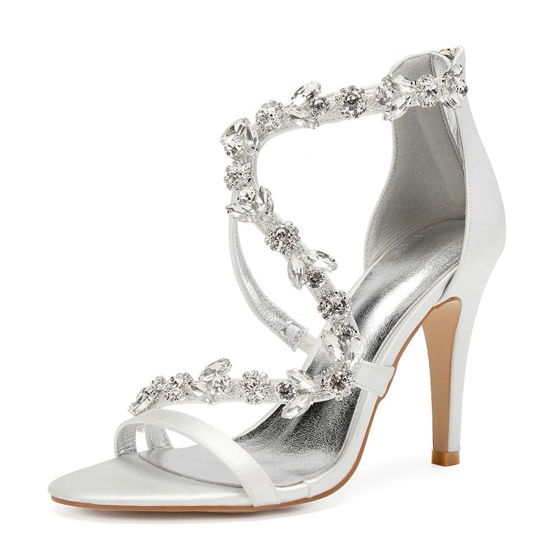 Funki Findz | Shoes | Women's Satin Crystal Bridal Prom Stilettos