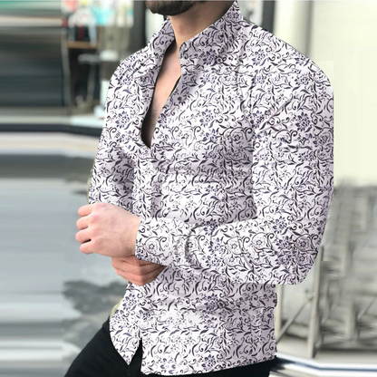 Funki Findz | Shirts | Men's Long Sleeve SlimFit Floral Dress Shirt