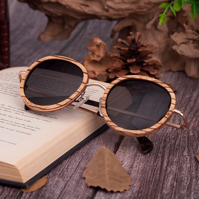 Funki Findz | Sunglasses | Women's Wood Rim Retro Sunglasses