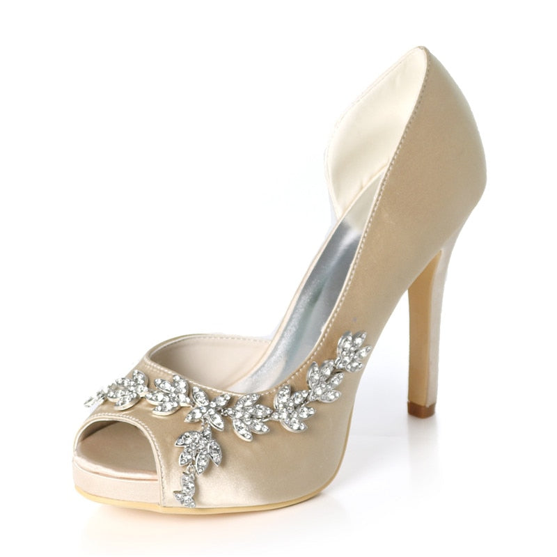 Funki Findz | Shoes | Women's Satin Peep Toe Wedding Shoes