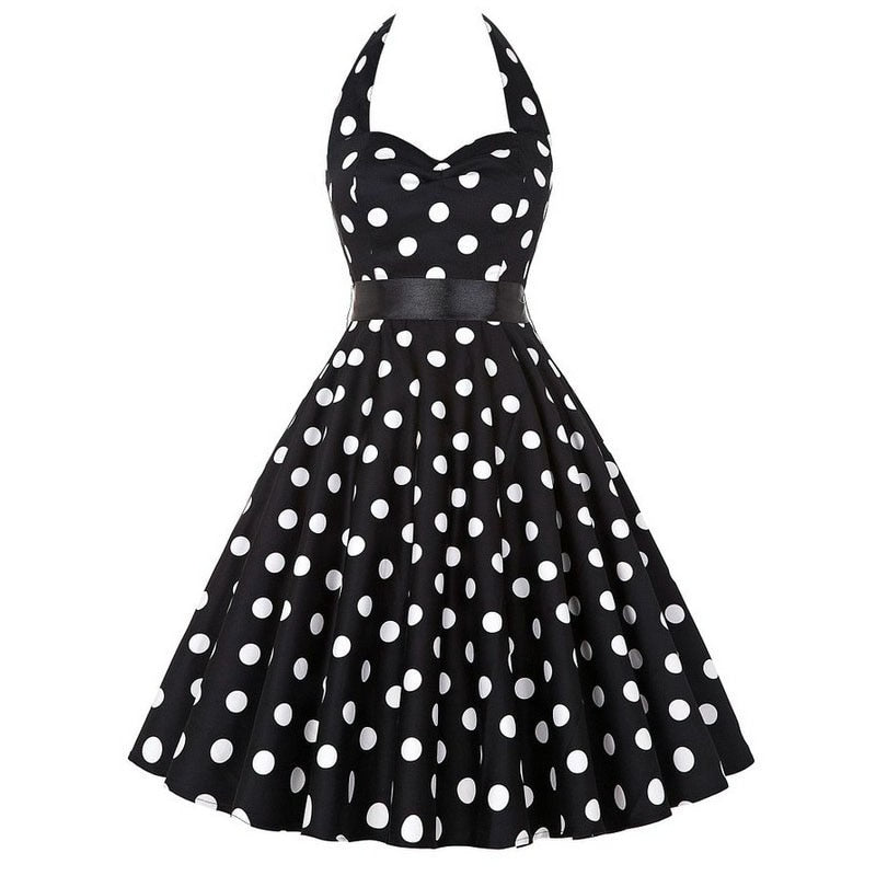 Funki Findz | Dresses | Women's Polka Dot Swing Halter Dress