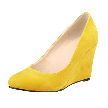 Funki Findz | Shoes | Women's High Heeled Flock Wedge Pumps