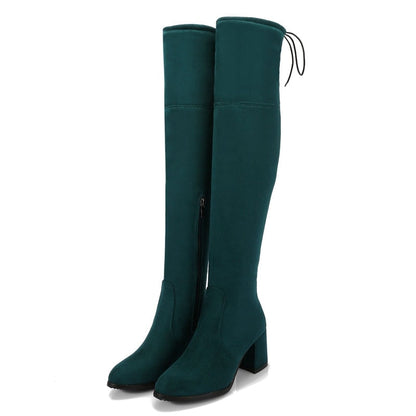 Funki Findz | Boots | Women's Thigh High Square Mid Heel Boots