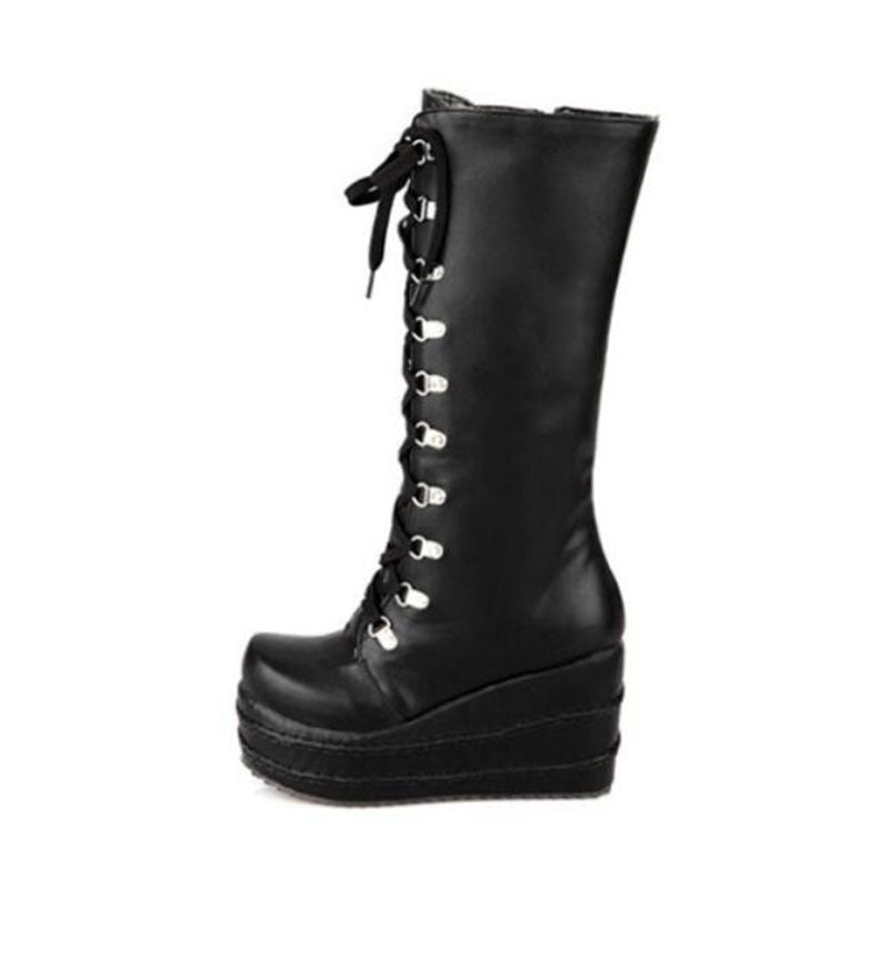 Funki Findz | Boots | Women's High Platform Gothic Wedge Boot