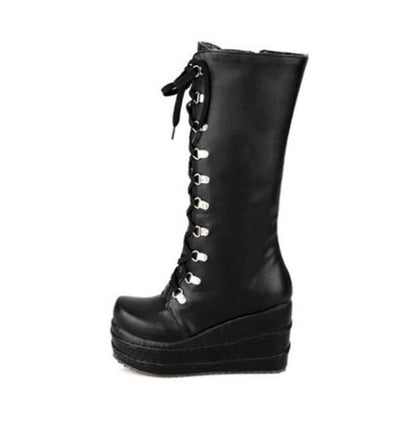 Funki Findz | Boots | Women's High Platform Gothic Wedge Boot