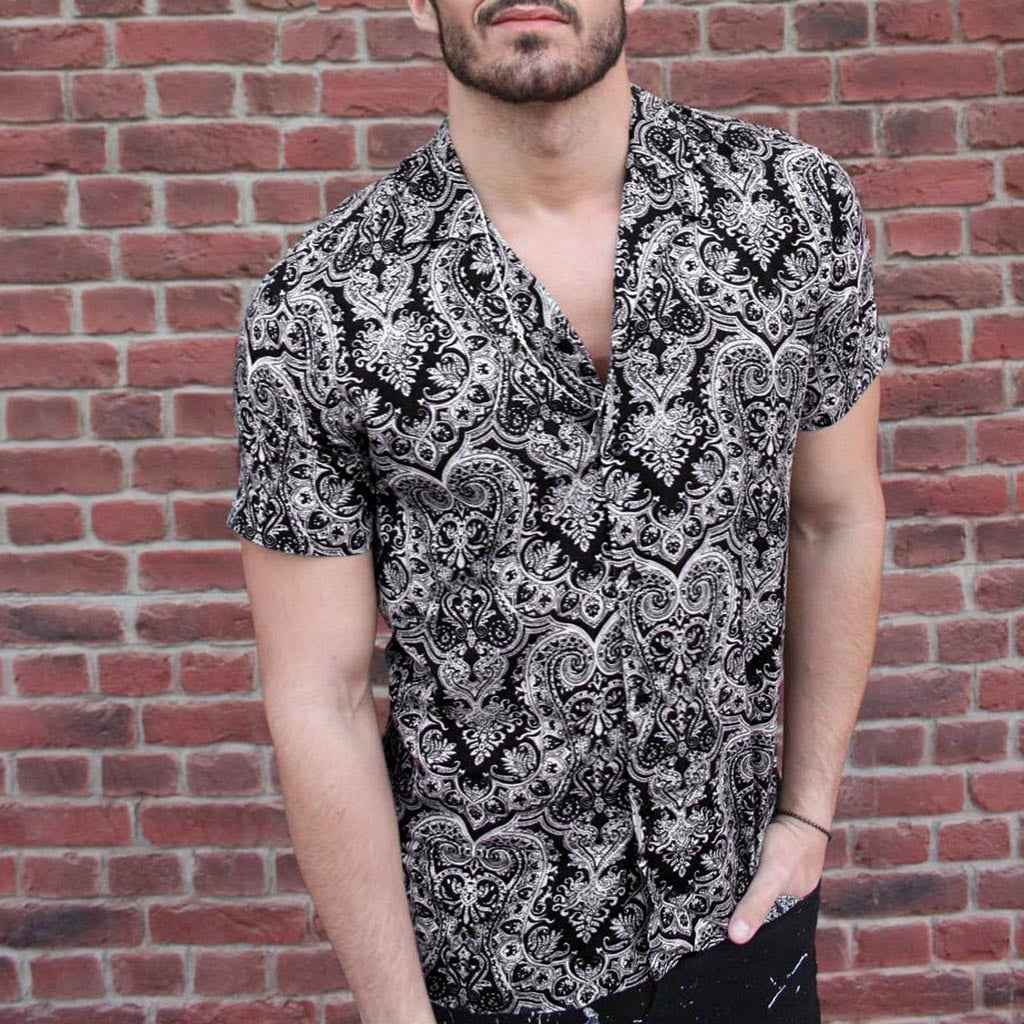 Funki Findz | Shirts | Men's Floral Hipster Short Sleeve Dress Shirt