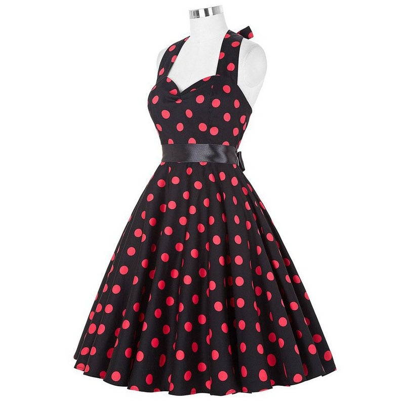 Funki Findz | Dresses | Women's Polka Dot Swing Halter Dress