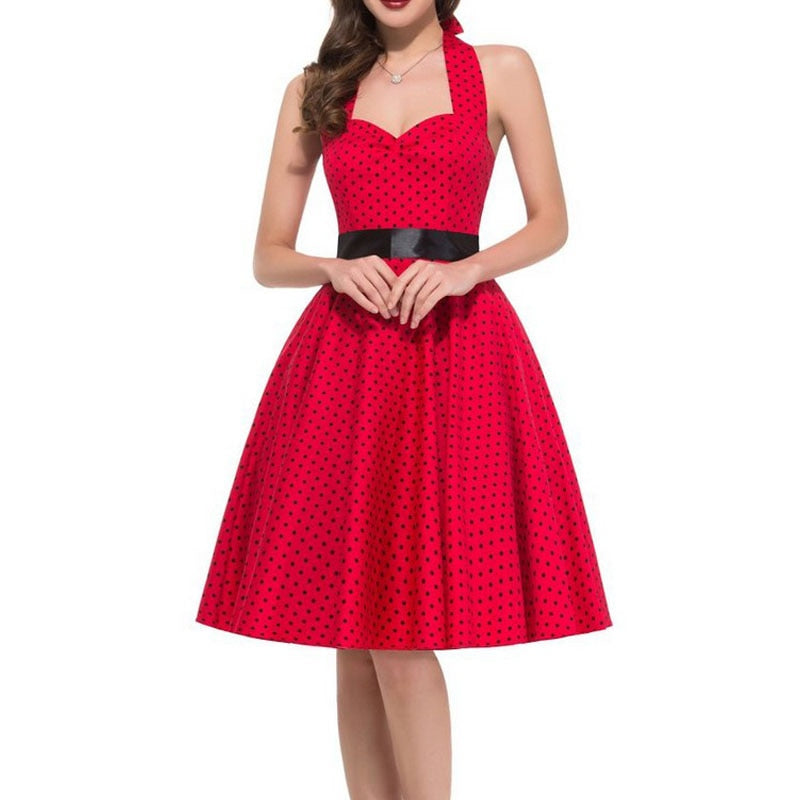 Funki Findz | Dresses | Women's Polka Dot Swing Halter Dress