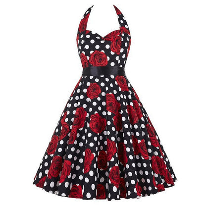 Funki Findz | Dresses | Women's Polka Dot Swing Halter Dress