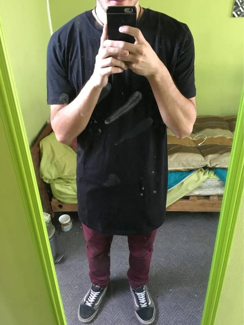 Funki Findz | Shirts | Men's Gothic Short Sleeved Long T-Shirt