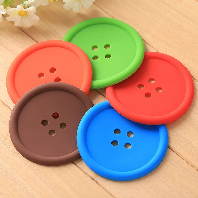 Funki Findz | Coasters | Button Shaped Silicone Coasters 5 Pcs