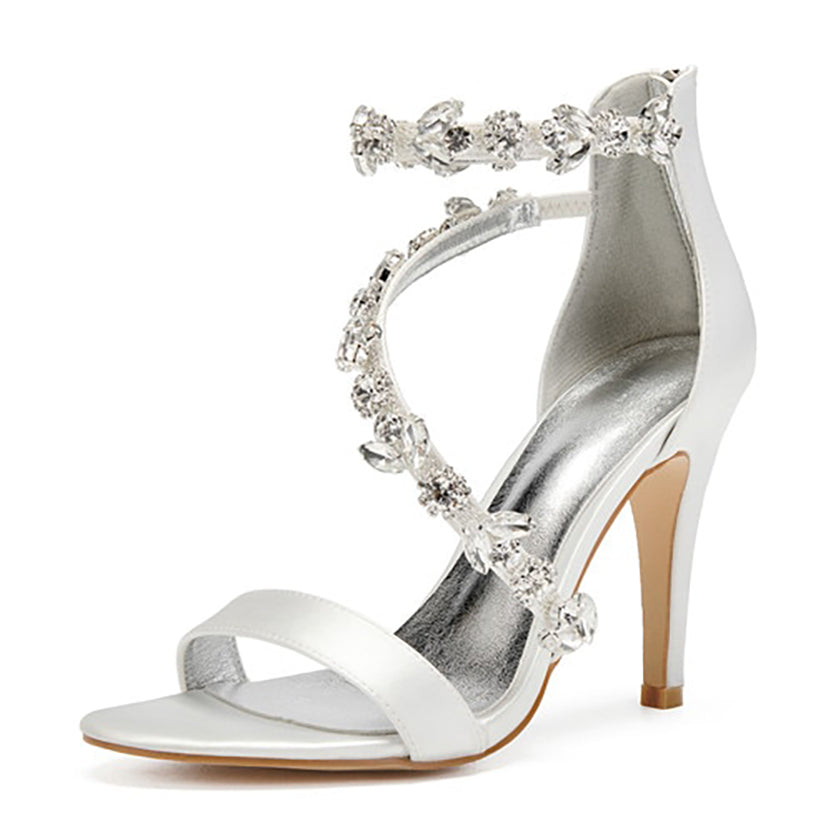Funki Findz | Shoes | Women's Elegant Satin Crystal High Stiletto
