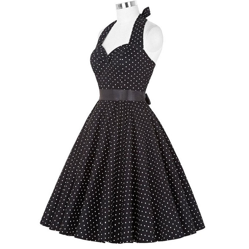 Funki Findz | Dresses | Women's Polka Dot Swing Halter Dress