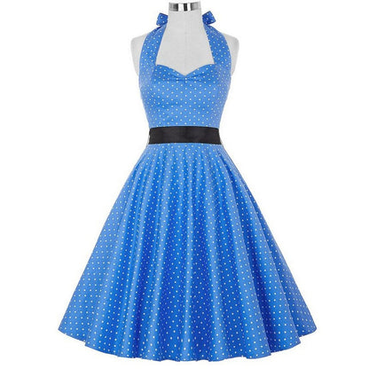 Funki Findz | Dresses | Women's Polka Dot Swing Halter Dress