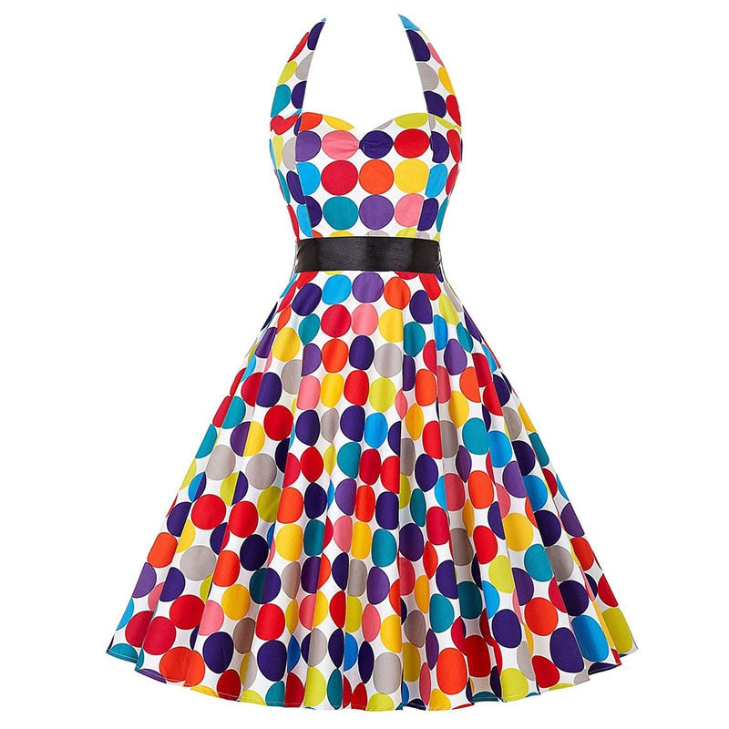 Funki Findz | Dresses | Women's Polka Dot Swing Halter Dress