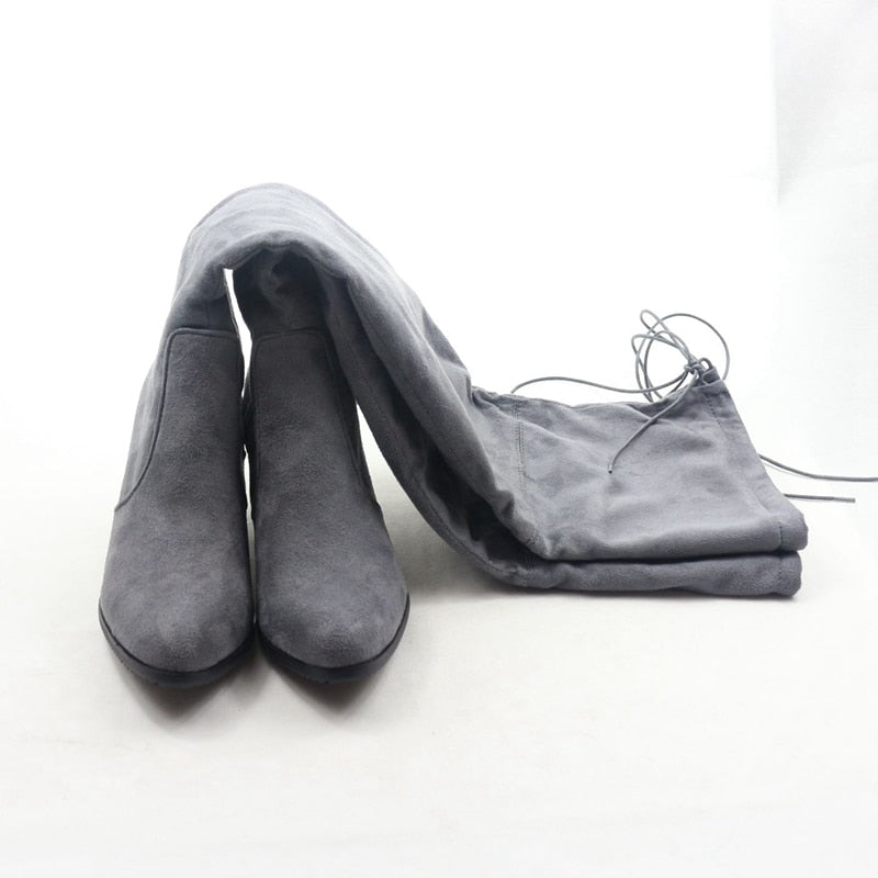Funki Findz | Boots | Women's Thigh High Square Mid Heel Boots