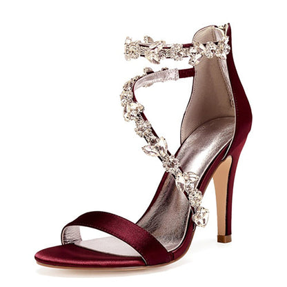 Funki Findz | Shoes | Women's Elegant Satin Crystal High Stiletto