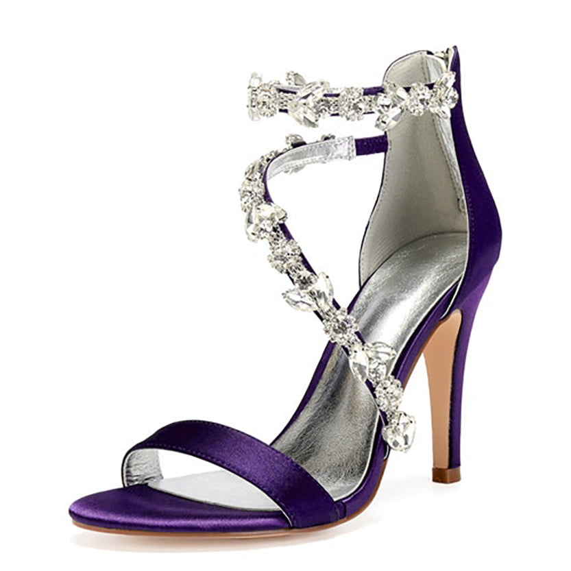 Funki Findz | Shoes | Women's Elegant Satin Crystal High Stiletto