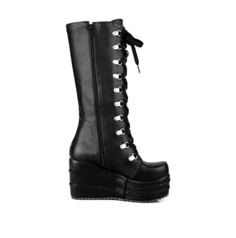 Funki Findz | Boots | Women's High Platform Gothic Wedge Boot