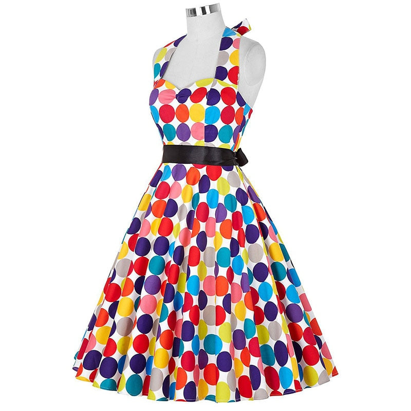 Funki Findz | Dresses | Women's Polka Dot Swing Halter Dress