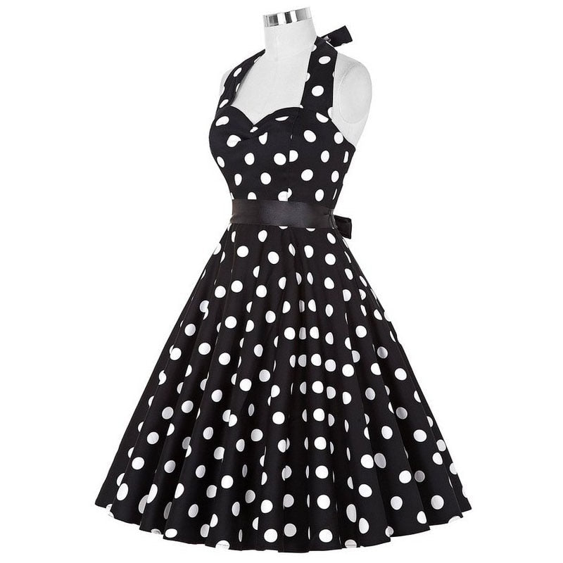Funki Findz | Dresses | Women's Polka Dot Swing Halter Dress