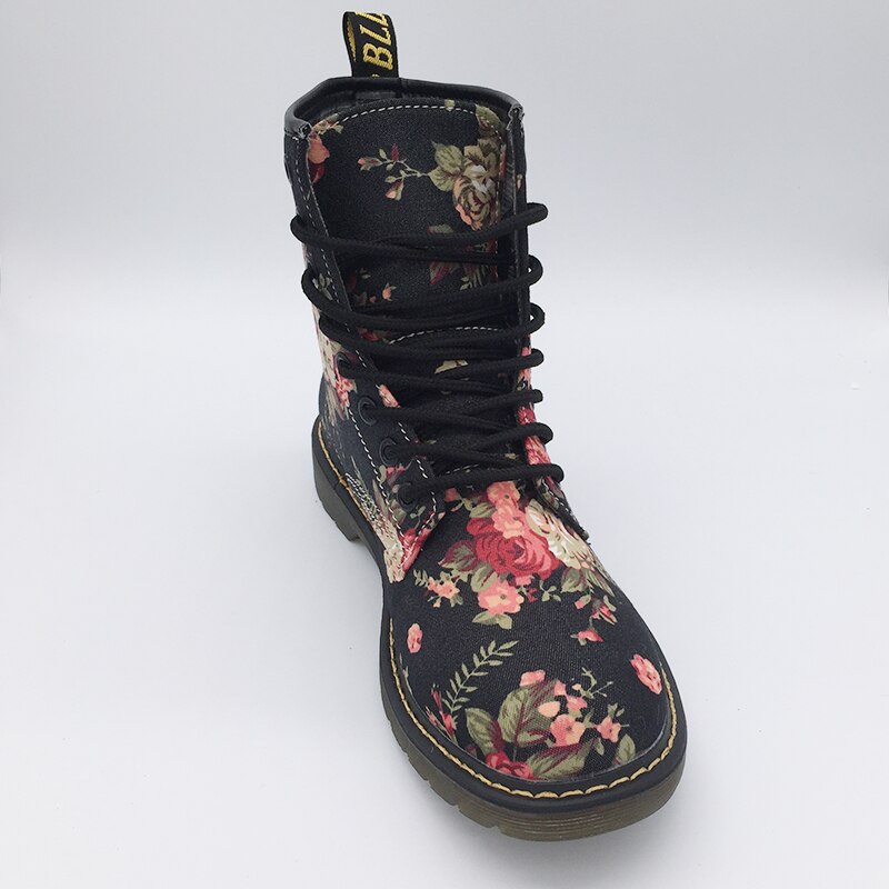 Funki Findz | Boots | Women's Canvas Flower Print Ankle Boots
