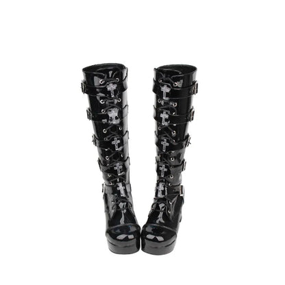 Funki Findz | Boots | Women's Punk Cross and Buckle Strap Boot