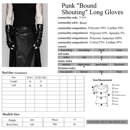 Funki Findz | Gloves | Men's Gothic Punk Long Fingerless Gloves