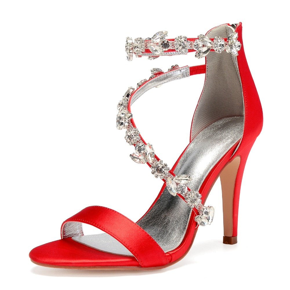 Funki Findz | Shoes | Women's Elegant Satin Crystal High Stiletto