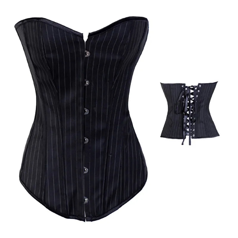 Funki Findz | Lingerie | Women's Black Pin Striped Zip Up Corset