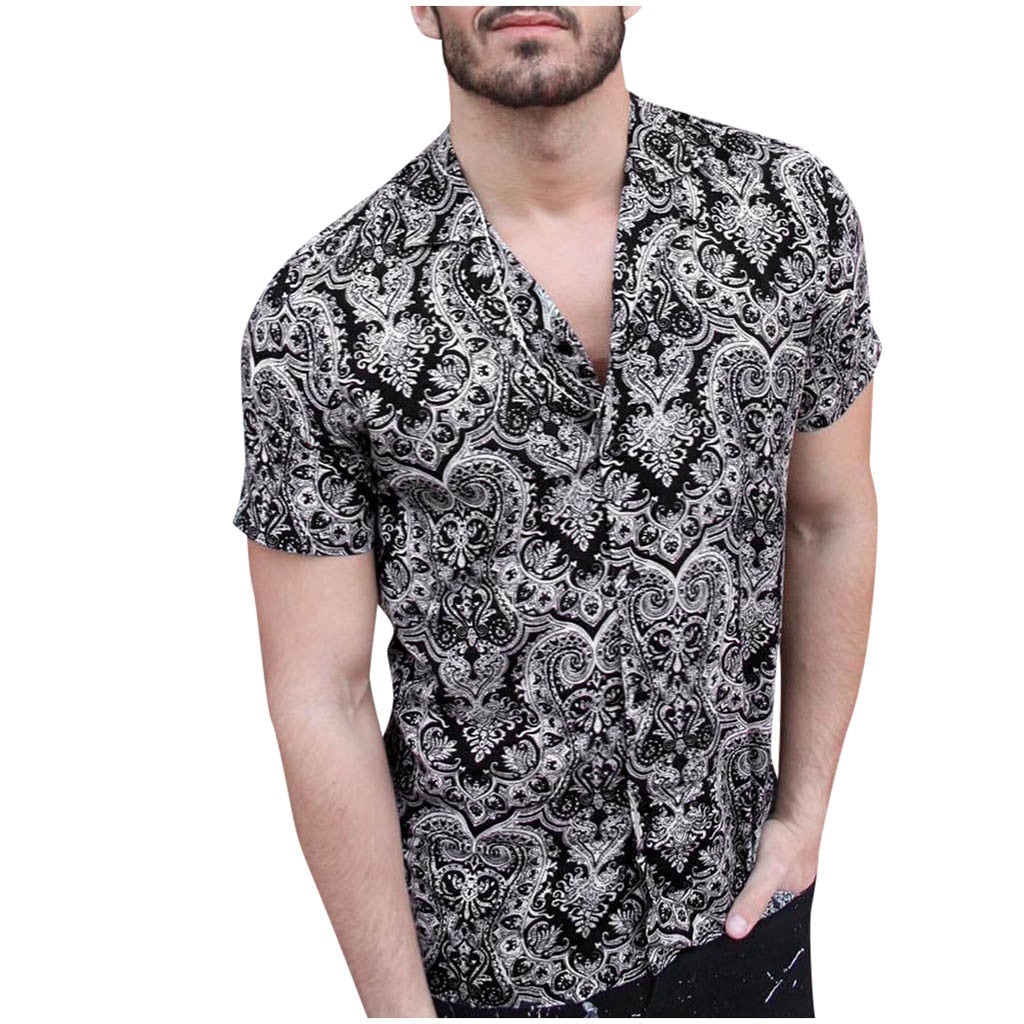 Funki Findz | Shirts | Men's Floral Hipster Short Sleeve Dress Shirt