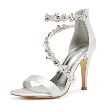 Funki Findz | Shoes | Women's Elegant Satin Crystal High Stiletto