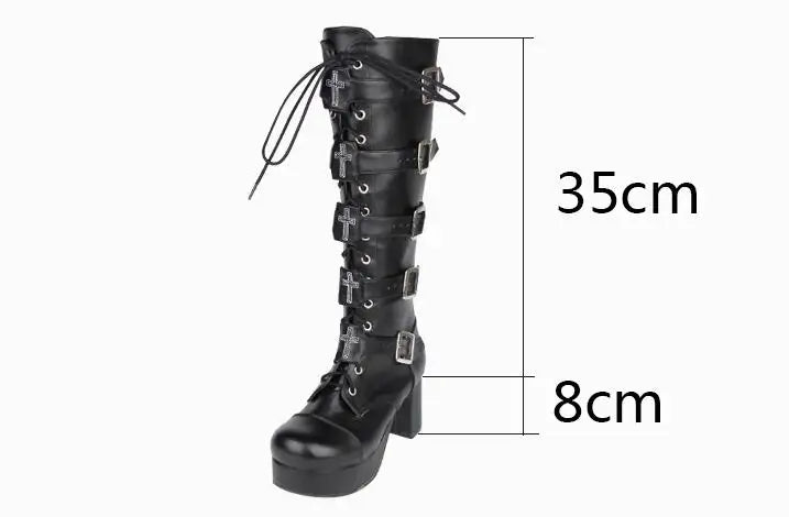 Funki Findz | Boots | Women's Punk Cross and Buckle Strap Boot