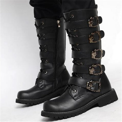 Funki Findz | Boots | Men's Buckle Strap Mid-Calf Gothic Boots