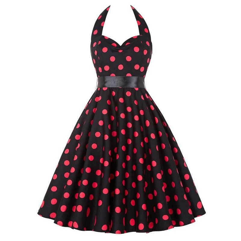 Funki Findz | Dresses | Women's Polka Dot Swing Halter Dress