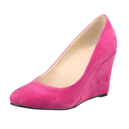 Funki Findz | Shoes | Women's High Heeled Flock Wedge Pumps