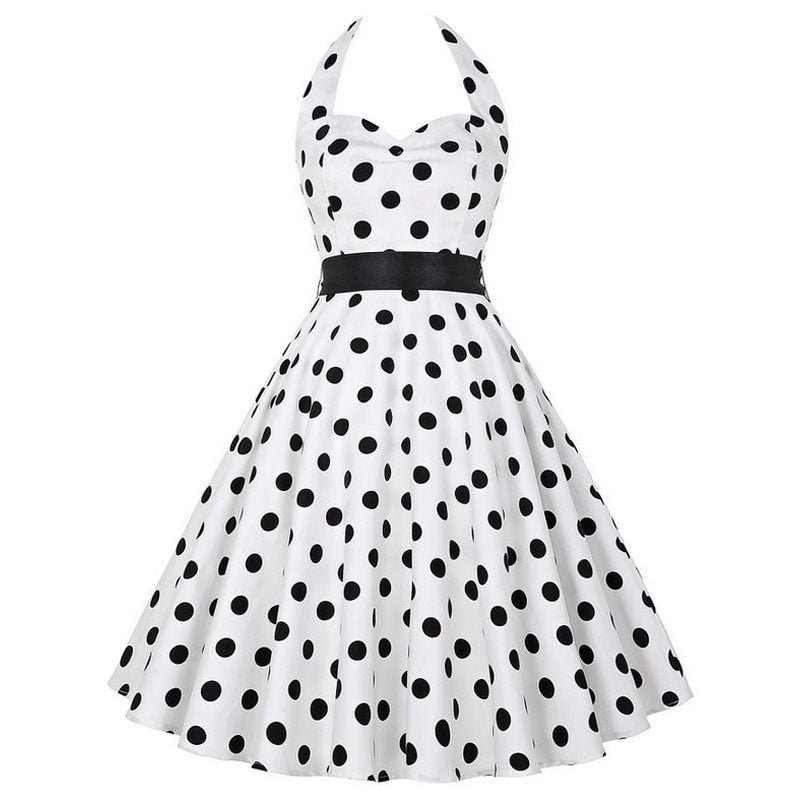 Funki Findz | Dresses | Women's Polka Dot Swing Halter Dress