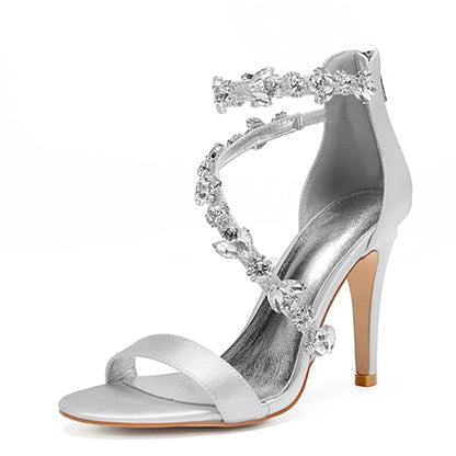 Funki Findz | Shoes | Women's Elegant Satin Crystal High Stiletto