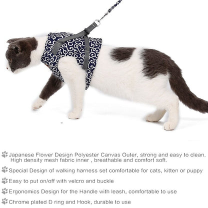 Funki Findz | Pet Harnesses | Cat Harness Walking Lead Vest Set